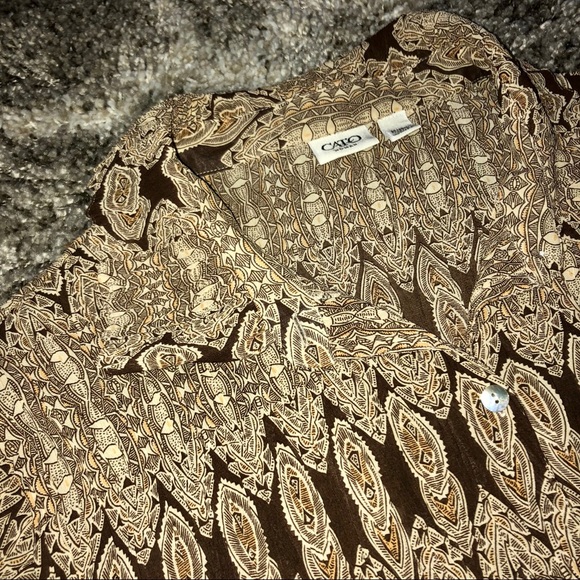 Cato Tops - 3/$15 Cato Women’s Crepe Button Down Shirt- Brown